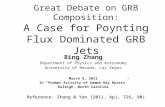Great Debate on GRB Composition: A Case for Poynting Flux Dominated GRB Jets Bing Zhang Department of Physics and Astronomy University of Nevada, Las Vegas.