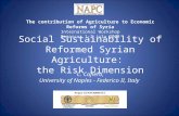Social Sustainability of Reformed Syrian Agriculture: the Risk Dimension C. Cafiero, University of Naples - Federico II, Italy The contribution of Agriculture.