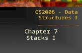 CS2006 - Data Structures I Chapter 7 Stacks I 2 Tutorial Do not teach new materials Review the lectures Hand out simple programming problems Solve them.