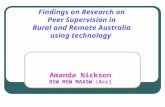 Findings on Research on Peer Supervision in Rural and Remote Australia using technology Amanda Nickson BSW MSW MAASW (Acc)