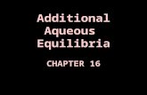 Additional Aqueous Equilibria CHAPTER 16. I. Buffers A. Definitions Buffer- solutions that resist changes in pH when acid or base are added to it. - they.