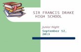SIR FRANCIS DRAKE HIGH SCHOOL Junior Night September 12, 2013.