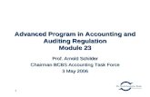 1 Advanced Program in Accounting and Auditing Regulation Module 23 Prof. Arnold Schilder Chairman BCBS Accounting Task Force 3 May 2006.