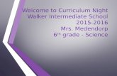 Welcome to Curriculum Night Walker Intermediate School 2015-2016 Mrs. Medendorp 6 th grade - Science.