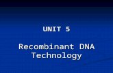 UNIT 5 Recombinant DNA Technology. Objectives Define Recombinant DNA technology Define Recombinant DNA technology Outline steps involved in creating recombinant.