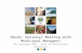 SALGA: National Meeting with Municipal Managers 28 February 2011: City of Ekhuruleni Germiston.