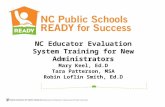 NC Educator Evaluation System Training for New Administrators Mary Keel, Ed.D Tara Patterson, MSA Robin Loflin Smith, Ed.D.