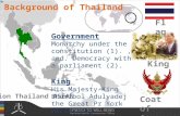 Location Thailand ASEAN Fl ag Coat of Arms Government Monarchy under the constitution (1)., and. Democracy with a parliament (2). King His Majesty King.