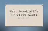 Mrs. Woodruff’s 4 th Grade Class July 31, 2014. Our Daily Schedule O 9:00-10:15 – Math O 10:15-10:45 - Writing O 10:45-12:30 – Reading O 12:30-1:00 –