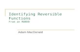 Identifying Reversible Functions From an ROBDD Adam MacDonald.