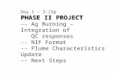 PHASE II PROJECT Day 1 – 3:15p PHASE II PROJECT -- Ag Burning – Integration of QC responses -- NIF Format -- Plume Characteristics Update -- Next Steps.