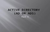 Part I.  NOS  Directory Data Store(directory service, database)  Located on Domain Controllers (DCs), globally distributed, replicated (no longer PDCs/BDCs)
