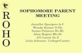 SOPHOMORE PARENT MEETING Jennifer Spurgers A-C Wendy Risner D-He Susan Palmore Hi-Mi Alice Rogers Mo-Sc Jill Lauck Se-Z Julie Johnson College/Career.