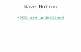 Wave Motion WOD are underlined. Wave Motion WAVE: A transfer of energy or propagation of a disturbance. A wave is the motion of a disturbance All waves.