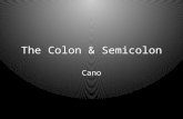 The Colon & Semicolon Cano. Colon (:) Colons are used at the beginning of lists of several or more items, or as a substitute for “it is,” “they are,”