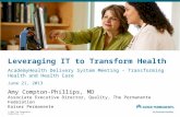 Leveraging IT to Transform Health AcademyHealth Delivery System Meeting – Transforming Health and Health Care June 21, 2013 Amy Compton-Phillips, MD Associate.