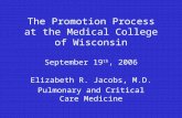 Elizabeth R. Jacobs, M.D. Pulmonary and Critical Care Medicine The Promotion Process at the Medical College of Wisconsin September 19 th, 2006.