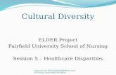 Cultural Diversity ELDER Project Fairfield University School of Nursing Session 5 – Healthcare Disparities Supported by DHHS/HRSA/BHPR/Division of Nursing.