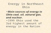 Energy in Northeast Ohio Main sources of energy in Ohio-coal, oil, natural gas, and nuclear. 1999 Ohio used the 3rd highest amount of energy in the Nation.