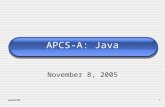 Week101 APCS-A: Java November 8, 2005. week102 Java Packages All Java classes are grouped into libraries (or packages)  String is part of the java.lang.