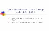 Data Warehouse User Group July 26, 2012  Combined PB Transaction cube – DRAFT  Apex PB Transaction cube – DRAFT.