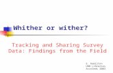 Whither or wither? Tracking and Sharing Survey Data: Findings from the Field E. Hamilton UNB Libraries Accoleds 2003.