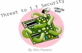 Threat to I.T Security By Otis Powers. Hacking Hacking is a big threat to society because it could expose secrets of the I.T industry that perhaps should.