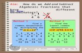 Aim: Rationals w/ Unlike Denominators Course: Adv. Alg. & Trig. Do Now: Aim: How do we Add and Subtract Algebraic Fractions that have different denominators?