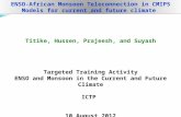 ENSO-African Monsoon Teleconnection in CMIP5 Models for current and future climate Titike, Hussen, Prajeesh, and Suyash Targeted Training Activity ENSO.
