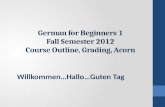 German for Beginners 1 Fall Semester 2012 Course Outline, Grading, Acorn Willkommen…Hallo…Guten Tag.