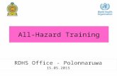 All-Hazard Training RDHS Office - Polonnaruwa 15.05.2015.