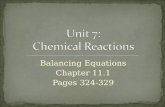 Balancing Equations Chapter 11.1 Pages 324-329. Atom Inventories Writing a correct chemical equation and counting the number of atoms of each element.