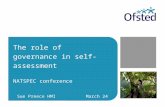 The role of governance in self-assessment NATSPEC conference Sue Preece HMI March 24 2010.