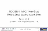Project Review Meeting Crolles, June 22, 2009 18/09/2015 1 MODERN WP2 Review Meeting preparation Task 2.5 paolo.pavan@unimore.it.