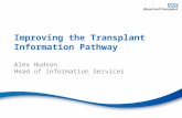 Improving the Transplant Information Pathway Alex Hudson Head of Information Services.