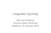 Linguistic Cyclicity Elly van Gelderen Arizona State University Madison, 25 January 2013.