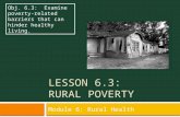 LESSON 6.3: RURAL POVERTY Module 6: Rural Health Obj. 6.3: Examine poverty- related barriers that can hinder healthy living.