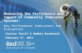 Measuring the Performance and Impact of Community Indicator Systems: Key Performance Indicators and Evaluation Charles Thrift & Bobbie Macdonald February.