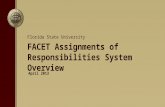 FACET Assignments of Responsibilities System Overview Florida State University April 2013.