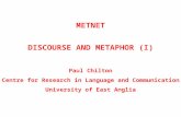 METNET DISCOURSE AND METAPHOR (I) Paul Chilton Centre for Research in Language and Communication University of East Anglia.