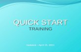QUICK START QUICK START TRAINING Updated – April 15, 2011.