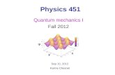 Physics 451 Quantum mechanics I Fall 2012 Sep 10, 2012 Karine Chesnel.
