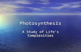 Photosynthesis A Study of Life’s Complexities. Light Definitions Light behaves like a particle Light behaves like a particle –Photon – Discreet bundle.