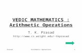 PrasadArithmetic Operations1 VEDIC MATHEMATICS : Arithmetic Operations T. K. Prasad tkprasad.