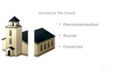 1 Division In The Church Denominationalism Racism Genderism.