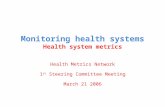 Monitoring health systems Health system metrics Health Metrics Network 1 st Steering Committee Meeting March 21 2006.