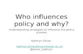 Who influences policy and why? Understanding strategies to influence the policy process Kathryn Oliver kathryn.oliver@manchester.ac.uk kathryn.oliver@manchester.ac.uk.