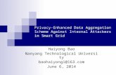 Privacy-Enhanced Data Aggregation Scheme Against Internal Attackers in Smart Grid Haiyong Bao Nanyang Technological University baohaiyong1@163.com June.