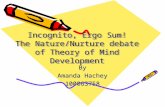 Incognito, Ergo Sum! The Nature/Nurture debate of Theory of Mind Development By Amanda Hachey 100063758.