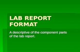 LAB REPORT FORMAT A descriptive of the component parts of the lab report.